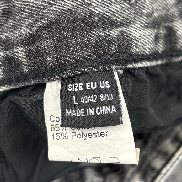 Shein Distressed Raw Hem Straight Leg Women's size L Acid Wash Black Denim jeans - Picture 2 of 4